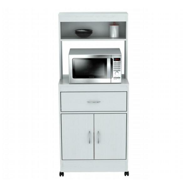 Procomfort Kitchen Storage Cabinet With Microwave Cart - Laricina White PR13102